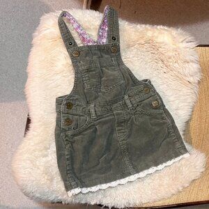 Corduroy Overall Dress Lace Trim Floral Lining Girls 2-3Y || $2 for $20! ||